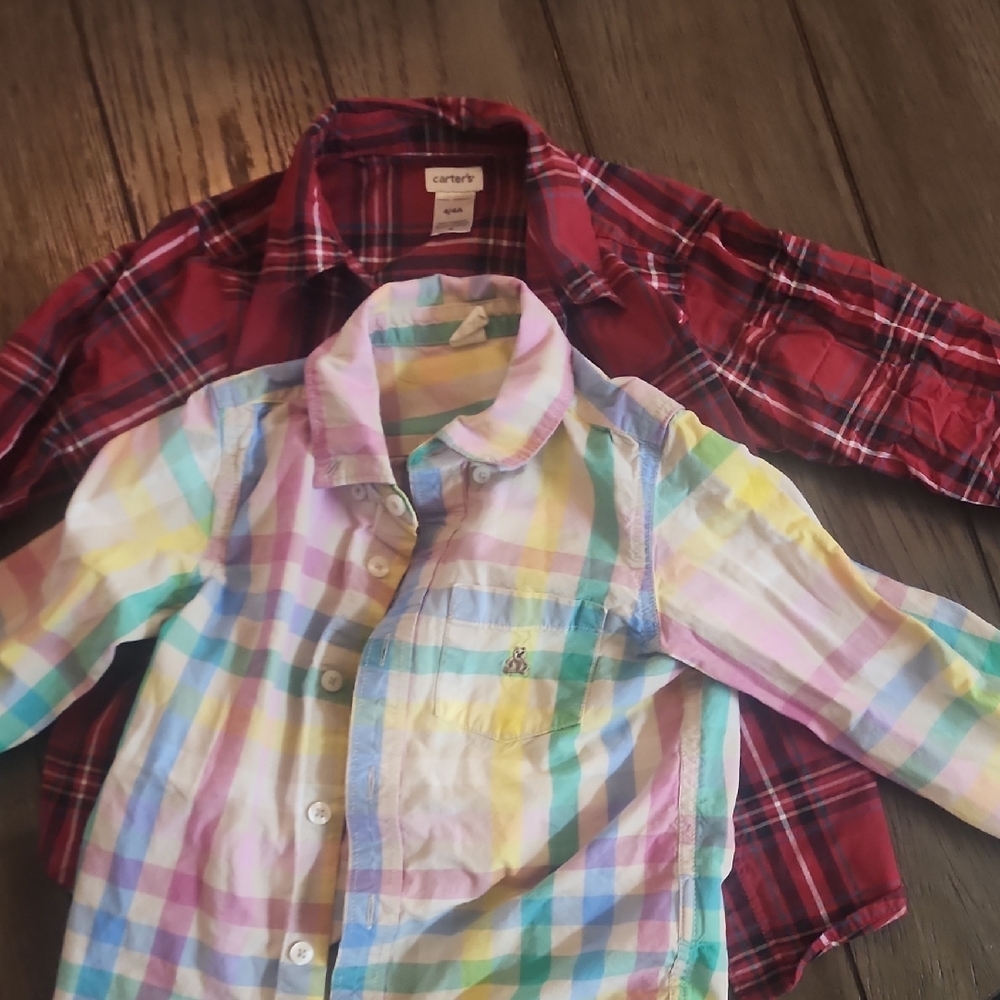 Boys Plaid Button DownShirts - Red and Multicolor (1)Gap(1)carters